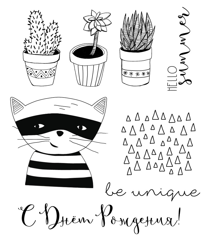 Набор штампов WoodСraft "Суккулентотерапия"