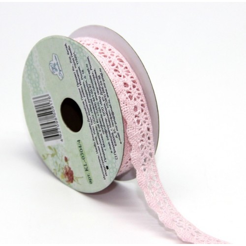 Кружево вязаное 14 мм, Рукоделие, цвет бледный розовый