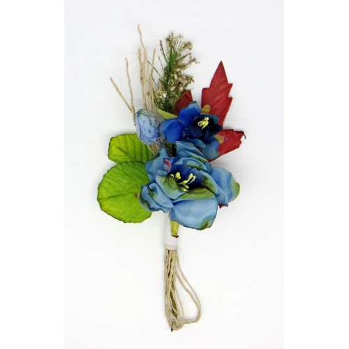 Декоративный букетик Рукоделие "Камелия крупная", цвет голубой