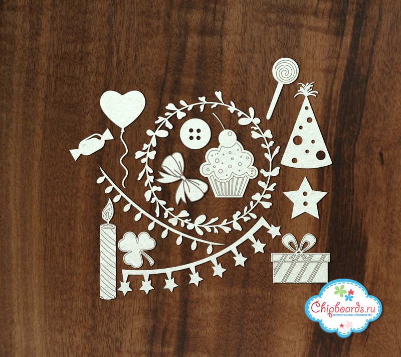 Чипборд Chipboards "Скрап-набор (23). Праздничный"