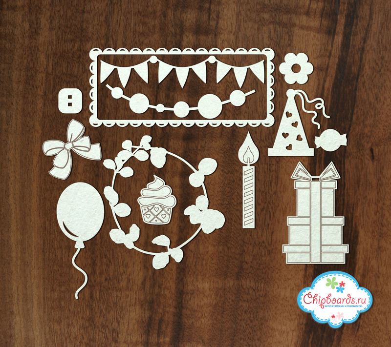 Чипборд Chipboards "Скрап-набор (21). Праздничный"