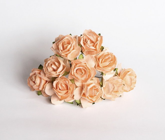 Букет кудрявых роз 2 см, персиковый