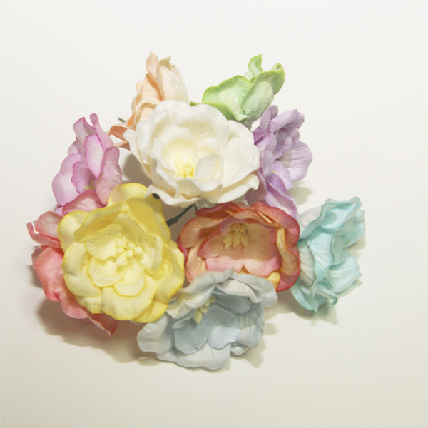 Букет магнолий 3,5 см, цвет пастельный микс 10 цветов