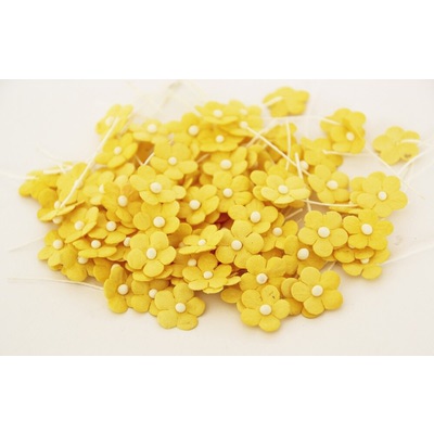 Мини цветочки 1 см 100 штук Бледно-жёлтый