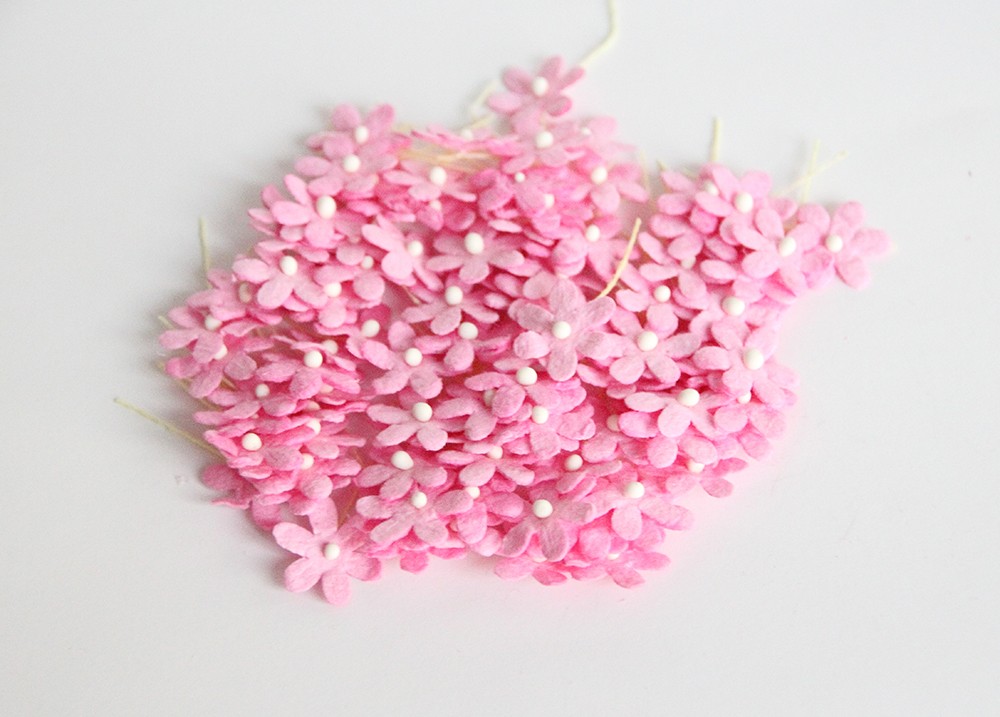 Мини цветочки 1 см, 100 штук, цвет розовый