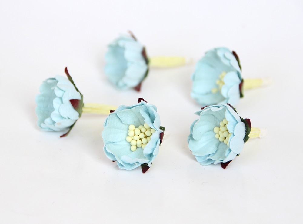 Цветок шиповника, цвет мятно-голубой,1 шт