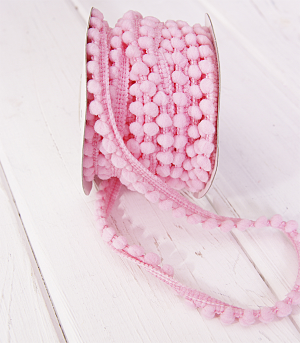 Тесьма с помпонами Blitz, цвет розовый