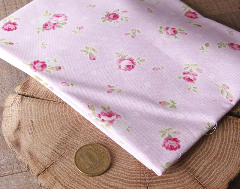 Ткань лоскутная 50 х 55 см "Princess rose", розы на розовом