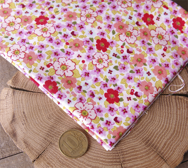 Ткань лоскутная 50 х 55 см "Garden gate", розово-персиковые цветочки