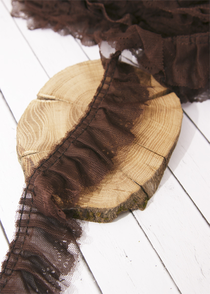 Тесьма "Рюши-юбочка двойная 5 см", цвет коричневый