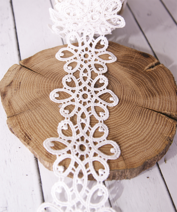 Кружево резное "Цветочный орнамент" 6 см, цвет белый