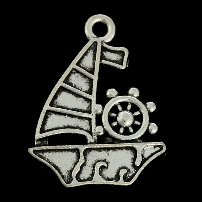 Подвеска металлическая "Лодочка". Цвет серебро. (409)