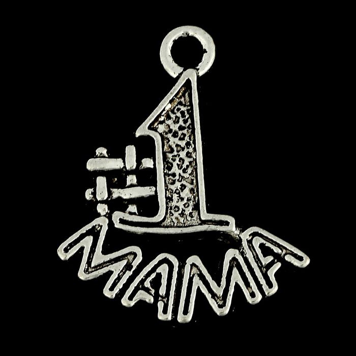 Подвеска металлическая "Мама №1". Цвет серебро.