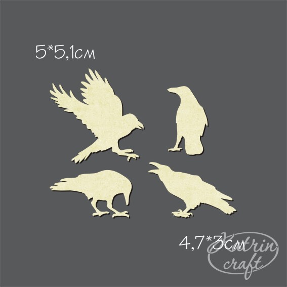 Чипборд "Вороны 4шт большие"