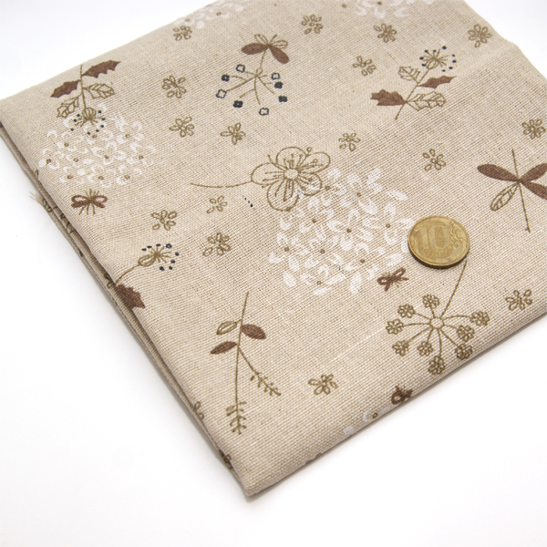 Отрез ткани 50 х 50 см Лён+ хлопок "Ботаника"