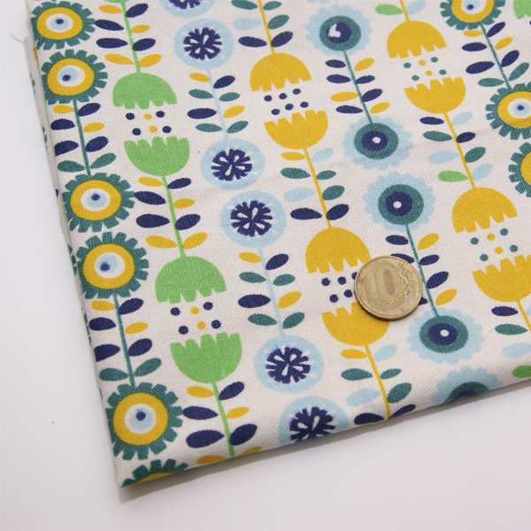 Отрез ткани 50 х 50 см Лён+ хлопок "Летние цветы"