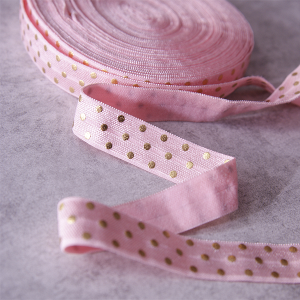 Резинка для блокнотов "Горошек", золотой на розовом