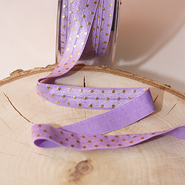 Резинка для блокнотов "Горошек", золотой на сиреневом