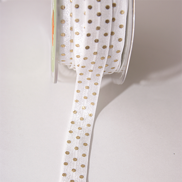 Резинка для блокнотов "Горошек", золотой на белом