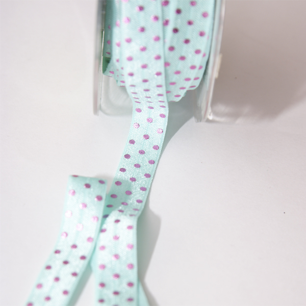 Резинка для блокнотов "Горошек", розовый на бирюзовом