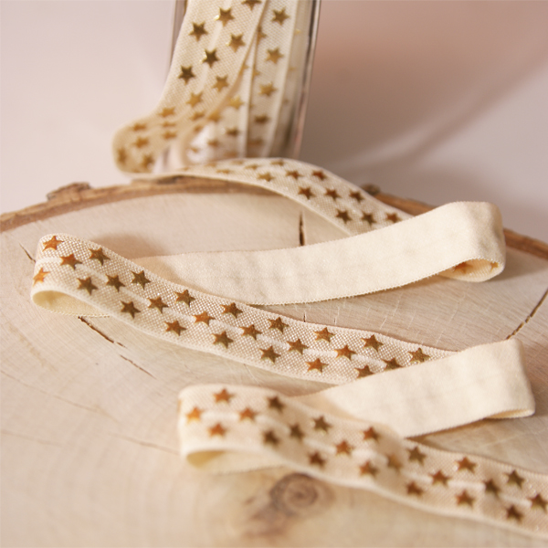 Резинка для блокнотов "Звёздочки", золотой на кремовом