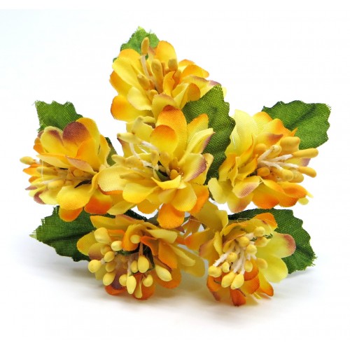 Декоративный букетик Рукоделие "Цветочки жёлтые с жёлтыми тычинками"