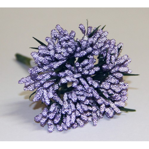 Декоративный букетик с тычинками в обсыпке Рукоделие "Микробисер" Фиолетовый