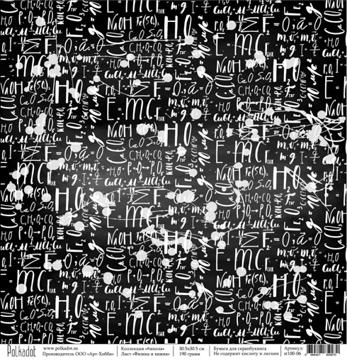 Бумага Polkadot. Коллекция "#школа " Физика и химия (PKD-152)