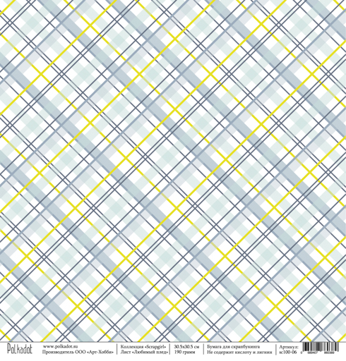 Бумага Polkadot. Коллекция "Scrapgirl " Любимый плед (PKD-160)