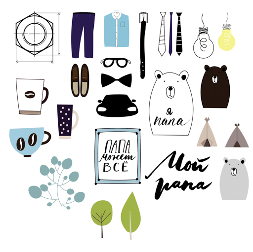 Набор вырубки из картона Polkadot. "Папа может всё"