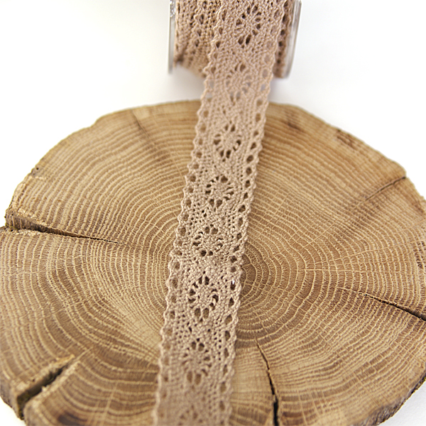 Кружево вязаное 25 мм, цвет кофе с молоком (048403)