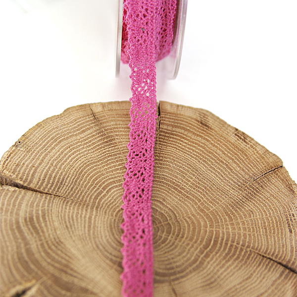 Кружево вязаное 15 мм, цвет малиновый (048410)