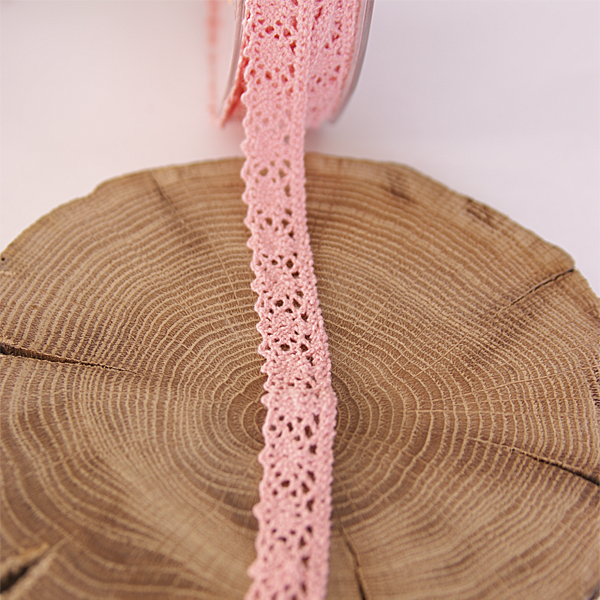 Кружево вязаное 15 мм, цвет персиково-коралловый (048427)