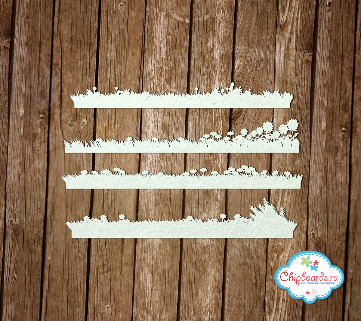 Чипборд Chipboards "Лужайки с цветами (3)
