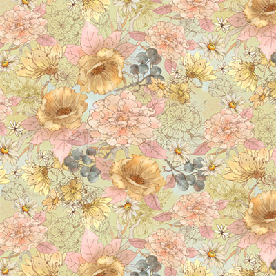 Ткань лоскутная 50 х 55 см "Garden melodies 4638, цветы