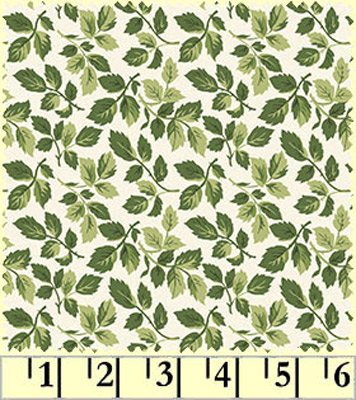 Ткань лоскутная 50 х 55 см "Fresh Lilacs", веточки зелёные