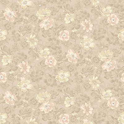 Ткань лоскутная 50 х 55 см "4523",бежевые цветочки