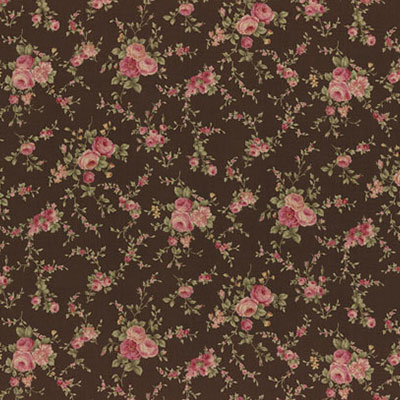 Ткань лоскутная 50 х 55 см "Antique rose", розы на шоколадном