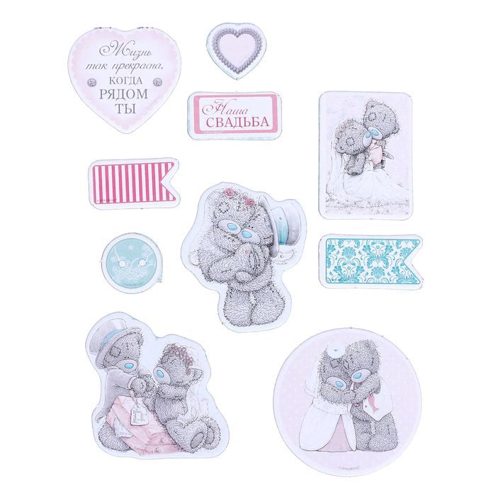 Вырубка из чипборда"Мишки Me toYou. Свадьба"