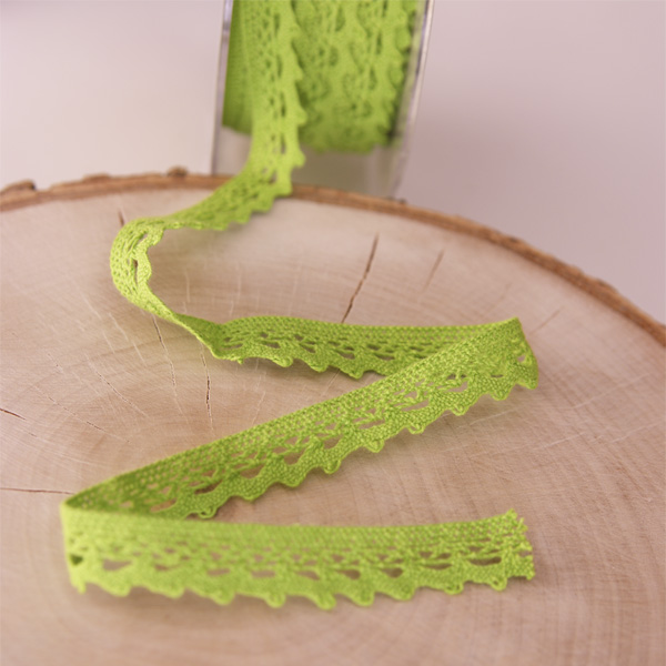 Кружево вязаное 12 мм , Рукоделие, цвет салатовый