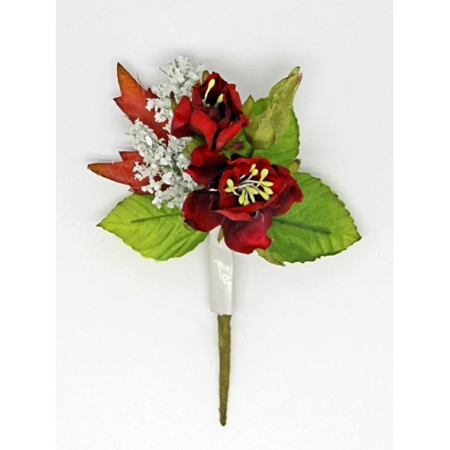 Декоративный букетик Рукоделие "Камелия", цвет красный