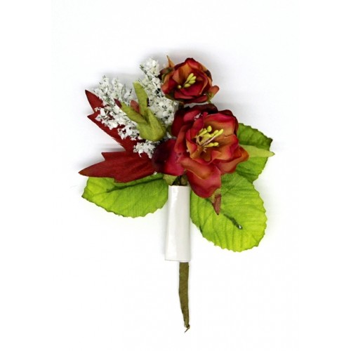 Декоративный букетик Рукоделие "Камелия", цвет оранжевый