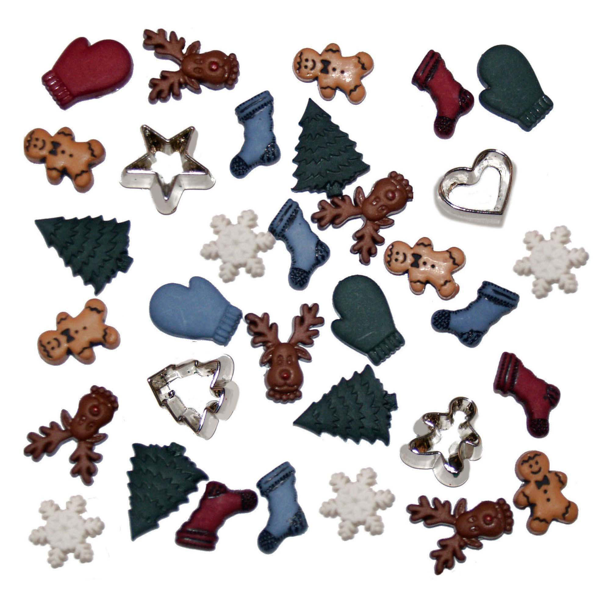 Набор мини-пуговиц Dress It Up "Ёлки, варежки, печеньки"