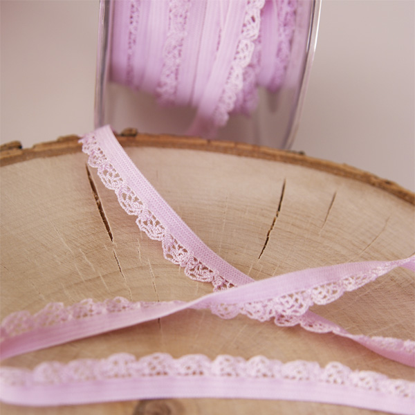 Резинка для блокнотов 10 мм с кружевным краем, цвет розовый