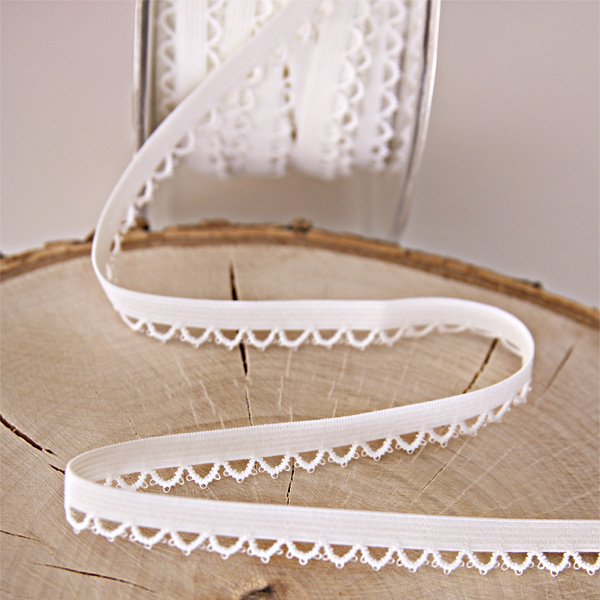 Резинка для блокнотов 10 мм с ажурным краем, цвет молочный белый