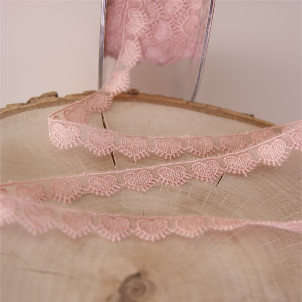 Кружево 12 мм "Сердечки", цвет розово-персиковый