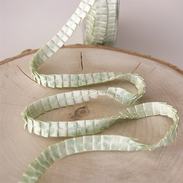 Лента 11 мм со сборками, цвет бледный мятный