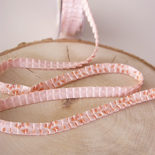 Лента 11 мм со сборками, цвет розово-персиковый