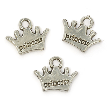 Подвеска металлическая "Корона принцессы", цвет серебряный (438)