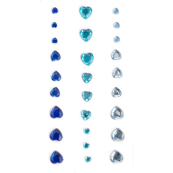 Набор страз "Сердечки", цвет голубой